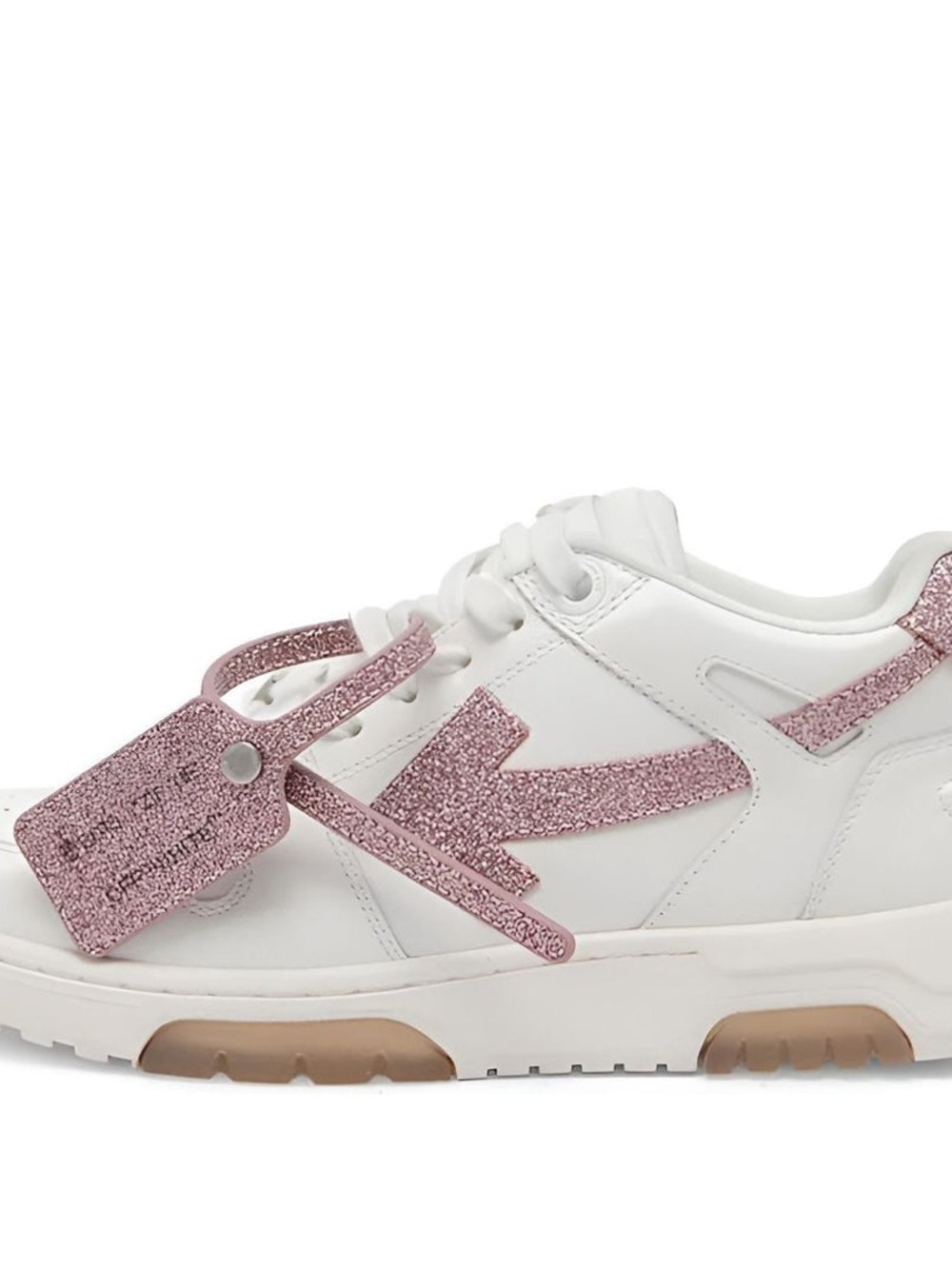 Off-White White Sneakers with Pink Glitter Accents